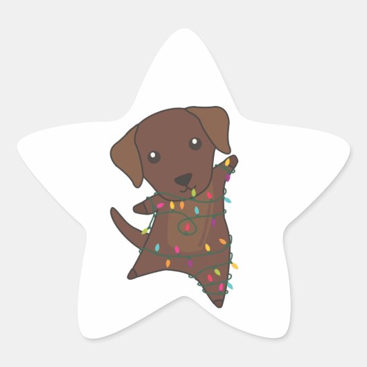 Labrador Kerstsneeuwwinterdieren Dogs Star S Ster Sticker (Voorkant)