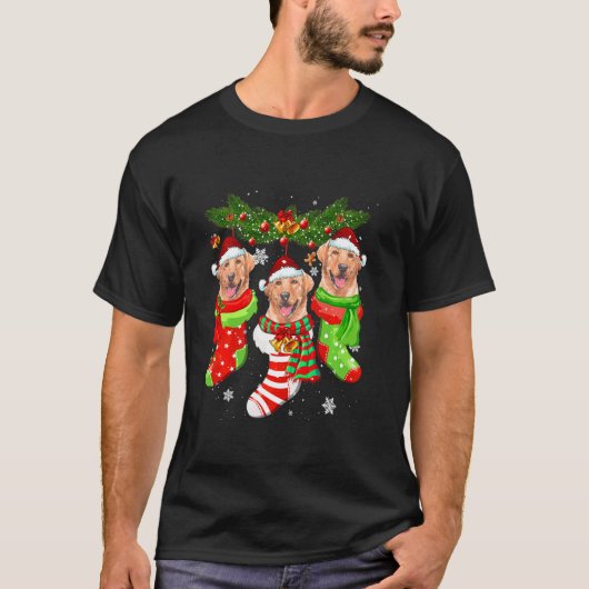 Labrador kerstsockets - Light Xmas Santa Hat T-shirt (Voorkant)