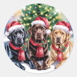 Labrador Kerststicker Ronde Sticker
