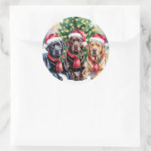 Labrador Kerststicker Ronde Sticker (Tas)