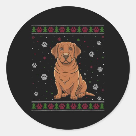 Labrador Kersttrui Xmas Huisdier Dierenliefde Ronde Sticker (Voorkant)