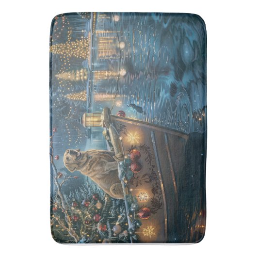 Labrador kerstvakantie badmat (Voorkant Verticaal)