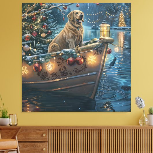 Labrador kerstvakantie canvas afdruk (Insitu (Woonkamer))
