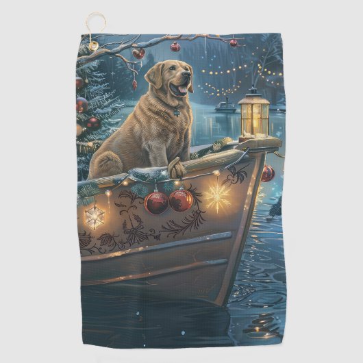 Labrador kerstvakantie golfhanddoek (Voorkant)
