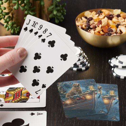 Labrador kerstvakantie pokerkaarten (Insitu)