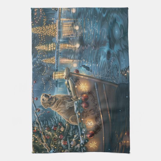 Labrador kerstvakantie theedoek (Verticaal)