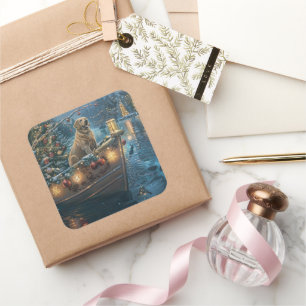 Labrador kerstvakantie vierkante sticker