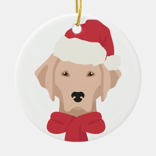 Labrador kerstversiering. sneeuwvlokdecoratie keramisch ornament (Voorkant)