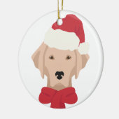 Labrador kerstversiering. sneeuwvlokdecoratie keramisch ornament (Links)