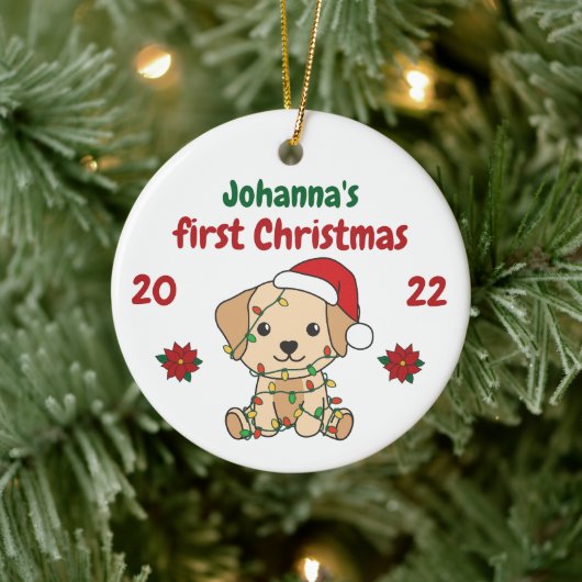 Labrador Kerstwinter, eerste kerstdag Keramisch Ornament (Boom)