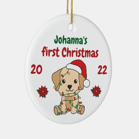 Labrador Kerstwinter, eerste kerstdag Keramisch Ornament (Rechts)