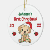 Labrador Kerstwinter, eerste kerstdag Keramisch Ornament (Links)