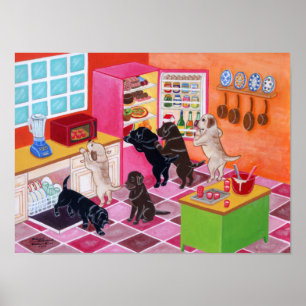 Labrador Kitchen Party Artwork Poster