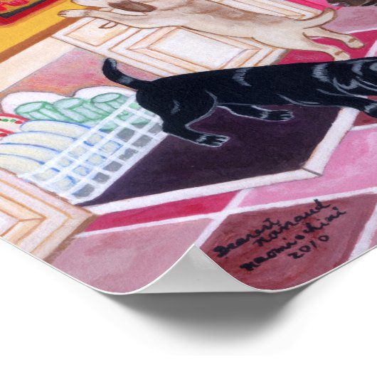 Labrador Kitchen Party Artwork Poster (Hoek)