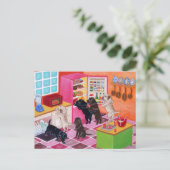 Labrador Kitchen Party Painting Briefkaart (Staand voorkant)
