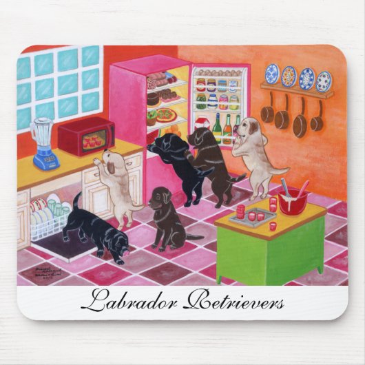 Labrador Kitchen Party Painting Muismat (Voorkant)