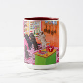 Labrador Kitchen Party Painting Tweekleurige Koffiemok (Voorkant rechts)