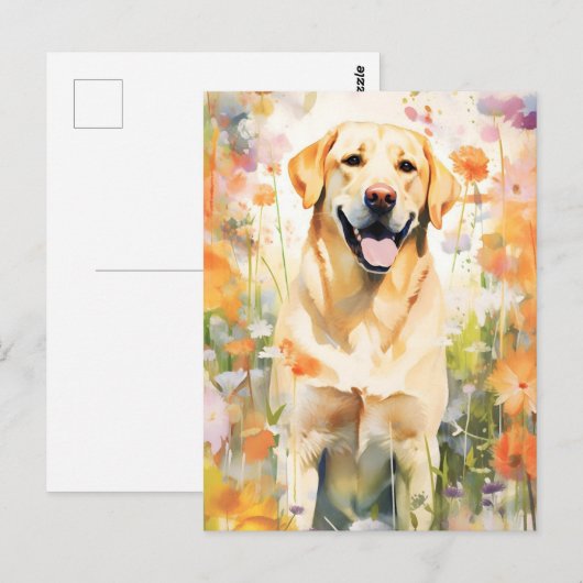 Labrador kleurrijke waterverf kunstwerk briefkaart (Voorkant / Achterkant)