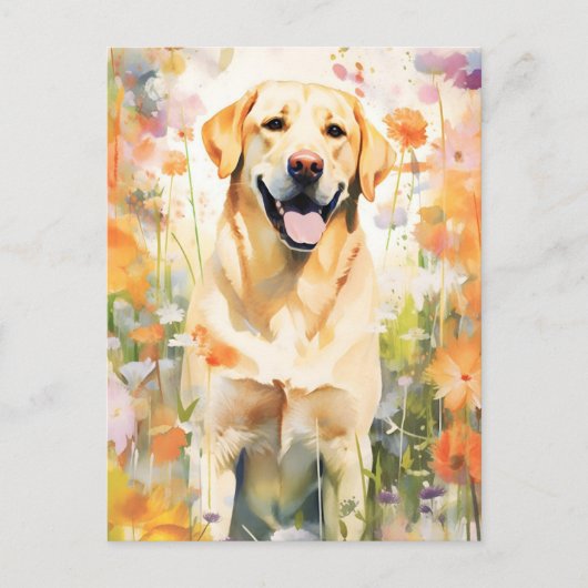 Labrador kleurrijke waterverf kunstwerk briefkaart (Voorkant)