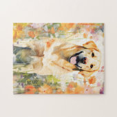 Labrador kleurrijke waterverf kunstwerk legpuzzel (Horizontaal)