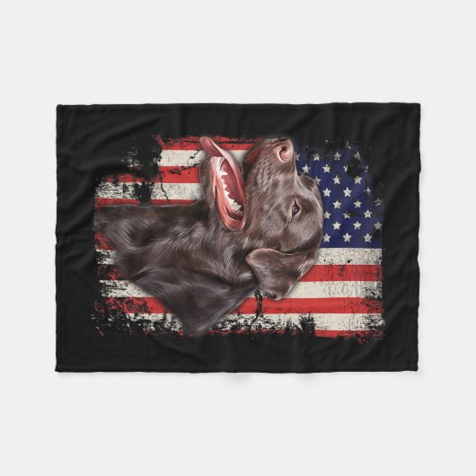 Labrador Labs Patriottische Amerikaanse vlag 4 jul Fleece Deken (Voorkant (Horizontaal))