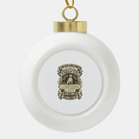 Labrador Lady Dog Crown Schild_1 Keramische Bal Ornament (Voorkant)