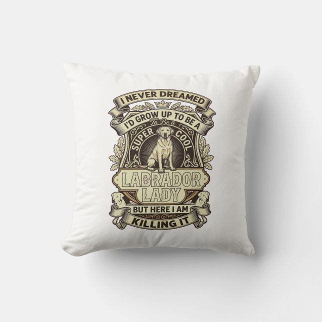 Labrador Lady Dog Crown Schild_1 Kussen (Voorkant)