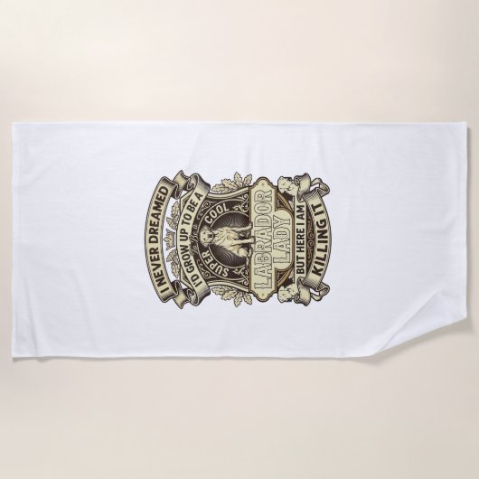 Labrador Lady Dog Crown Schild_1 Strandlaken (Voorkant)