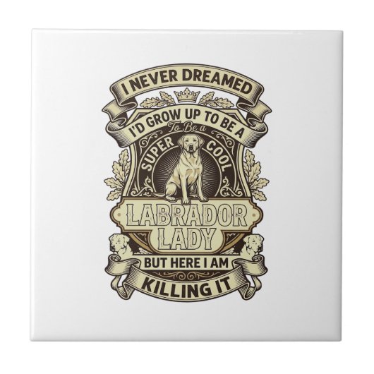 Labrador Lady Dog Crown Schild_1 Tegeltje (Voorkant)
