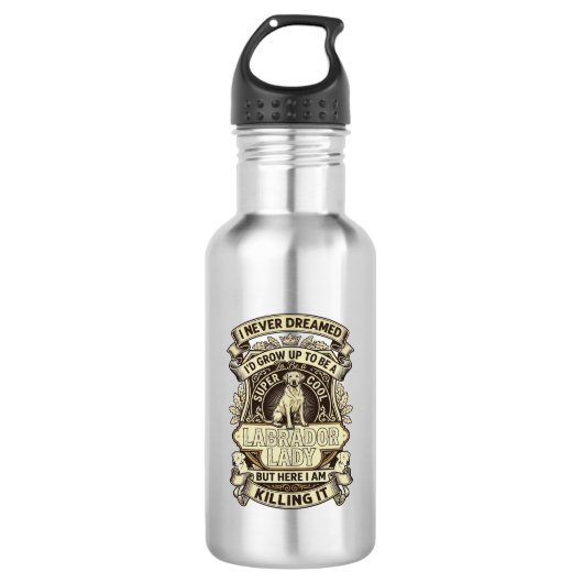 Labrador Lady Dog Crown Schild_1 Waterfles (Voorkant)
