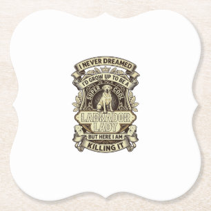 Labrador Lady Dog Crown Shield_1 Kartonnen Onderzetters