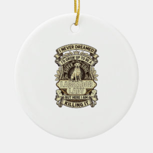 Labrador Lady Dog Crown Shield_1 Keramisch Ornament
