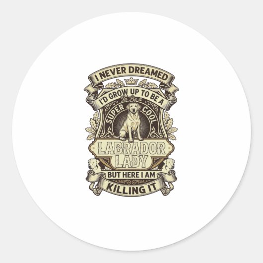 Labrador Lady Dog Crown Shield_1 Ronde Sticker (Voorkant)