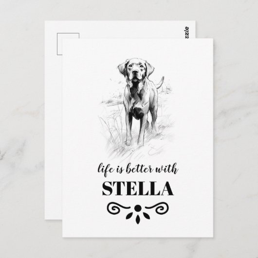 Labrador Life is beter met aangepaste hondennaam Briefkaart (Voorkant / Achterkant)