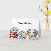 Labrador Maltipoo Brittany Spaniel Birthday Card Kaart (Gele Bloem)