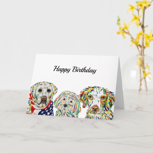 Labrador Maltipoo Brittany Spaniel Birthday Card Kaart (Gele Bloem)