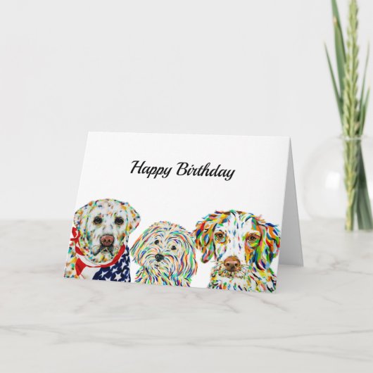 Labrador Maltipoo Brittany Spaniel Birthday Card Kaart (Voorkant)