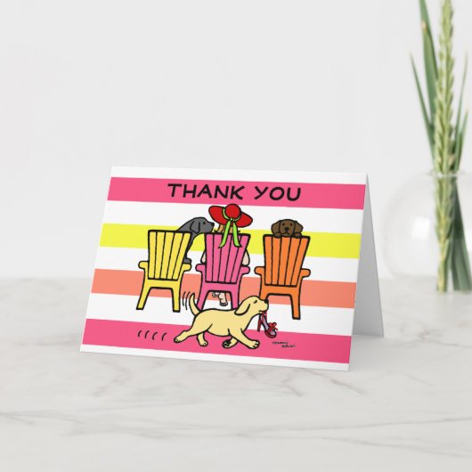 Labrador mam bij het zwembad dank u bedankkaart (Voorkant)