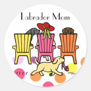 Labrador Mam in Poolside Ronde Sticker