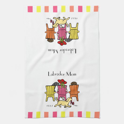 Labrador Mam in Poolside Theedoek (Verticaal)