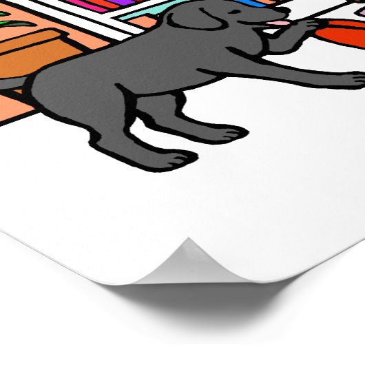 Labrador Mam Reading Cartoon Poster (Hoek)