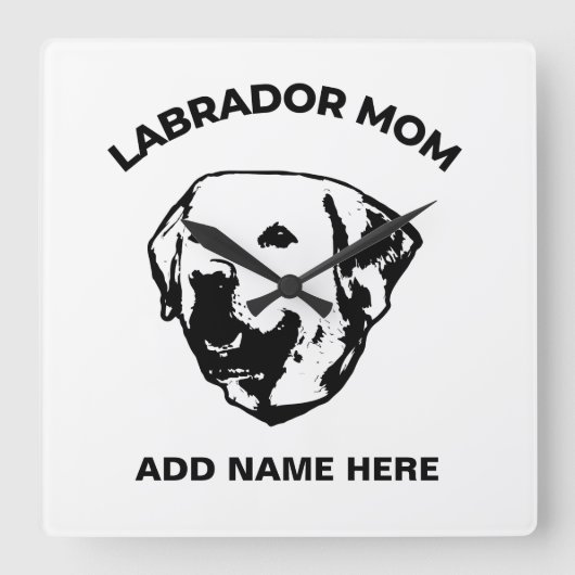 Labrador mama vierkante klok (Voorkant)