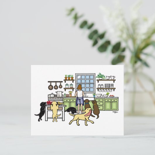 Labrador Mam's Kitchen Briefkaart (Staand voorkant)