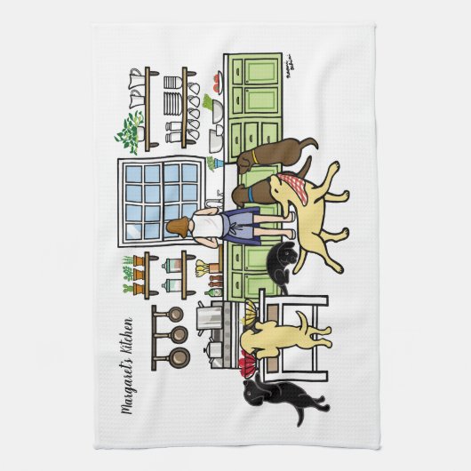 Labrador Mam's Kitchen Theedoek (Verticaal)