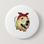 Labrador met Bandana Ronde Button 7,6 Cm (Voorkant)