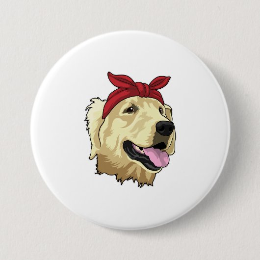 Labrador met Bandana Ronde Button 7,6 Cm (Voorkant)