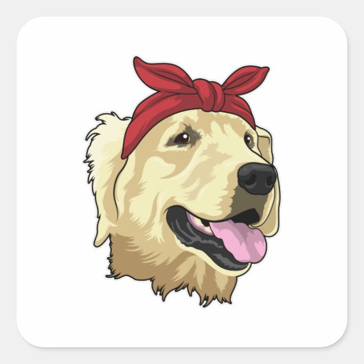 Labrador met Bandana Vierkante Sticker (Voorkant)