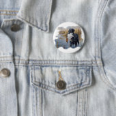 Labrador met Duck-Duck Hunting Ronde Button 5,7 Cm (In situ)