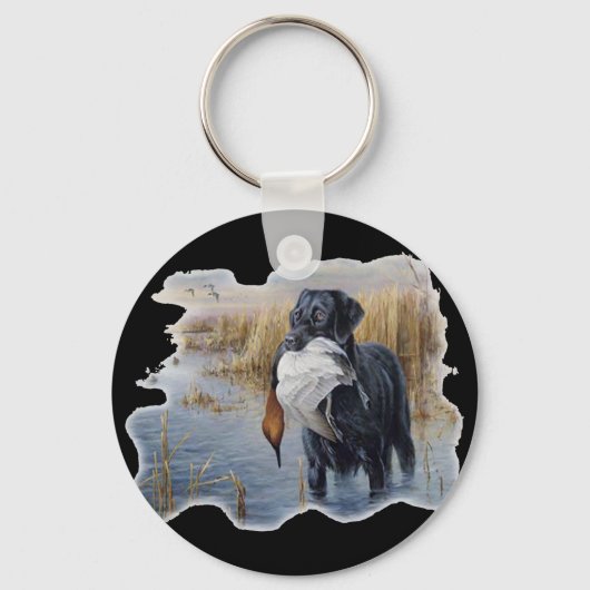 Labrador met Duck-Duck Hunting Sleutelhanger (Voorkant)