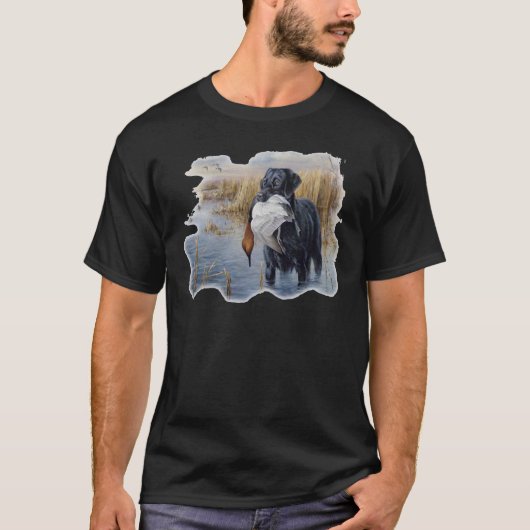 Labrador met Duck-Duck Hunting T-shirt (Voorkant)